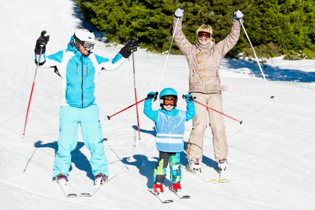 family ski fun small child