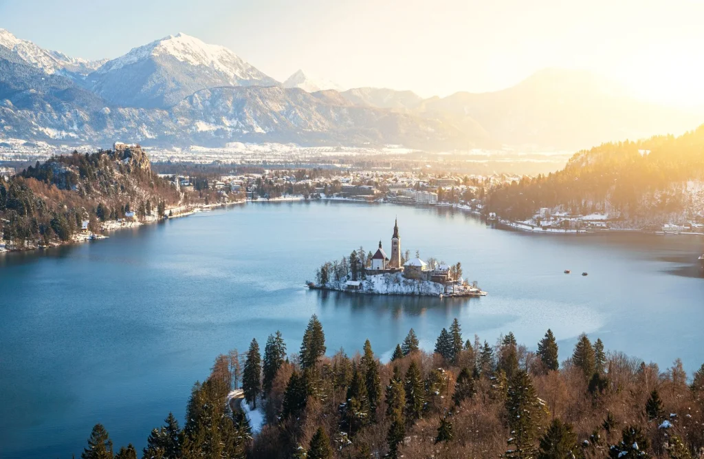 Bled lake island winter