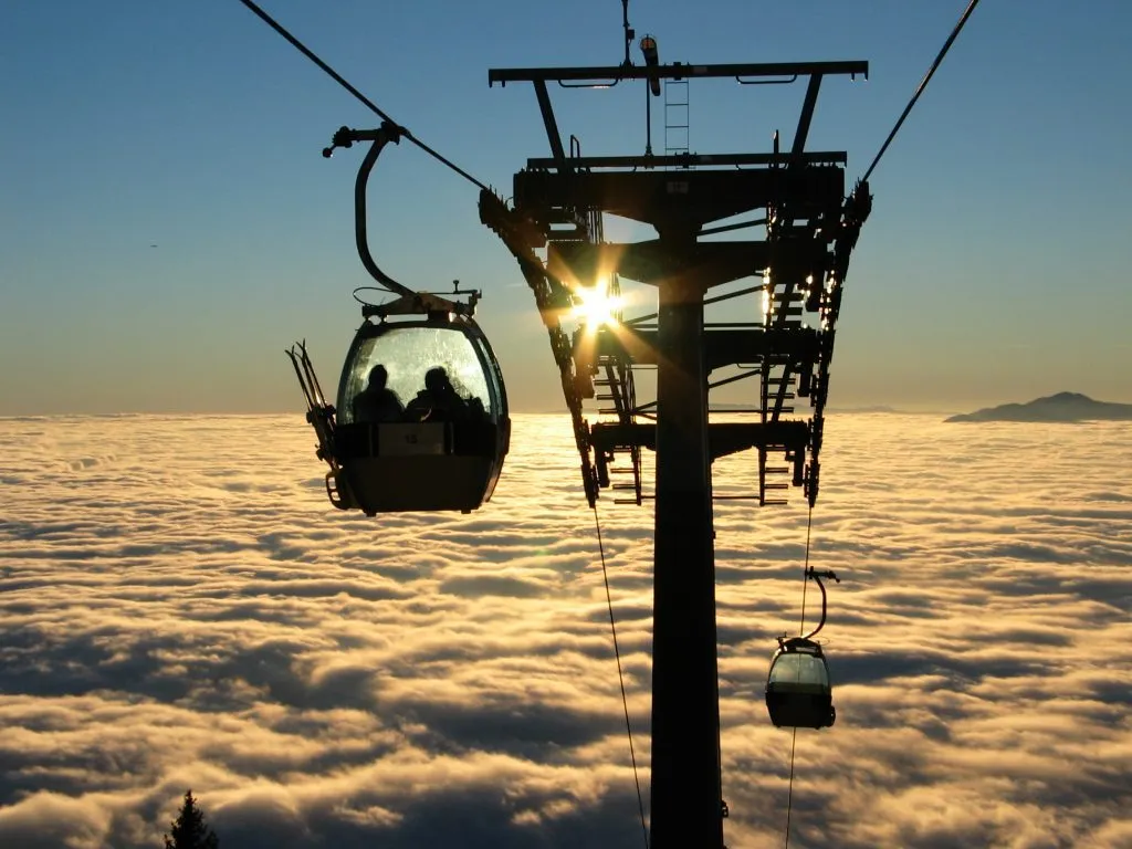 Krvavec ski resort during sunset