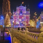 Ljubljana lysdekorationer jul