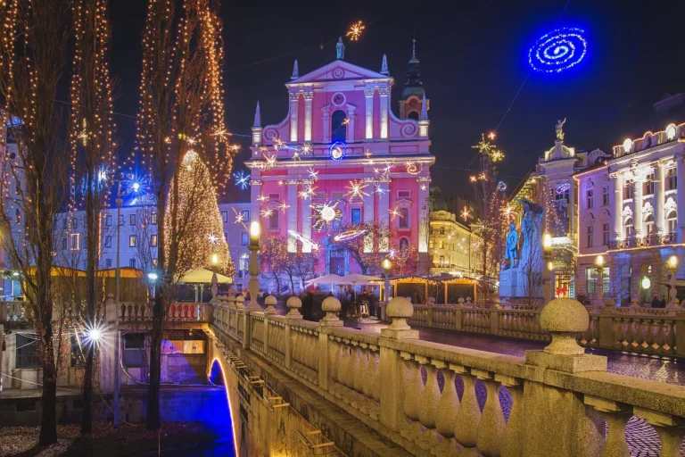 Lubiana decorazioni luminose di Natale