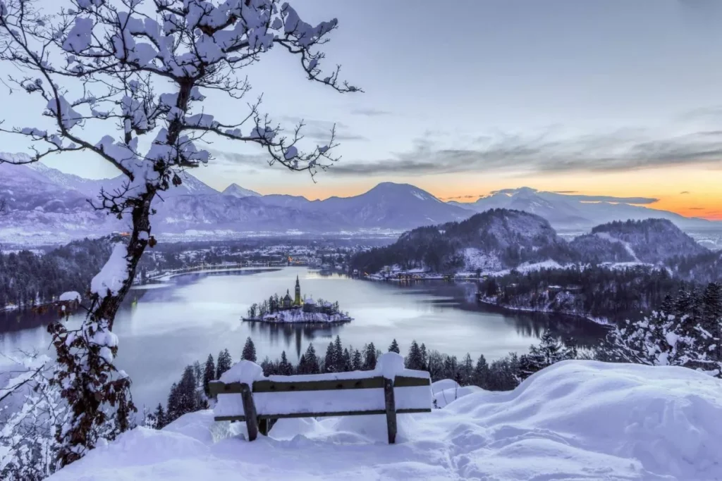 Winter view of Lake Bled